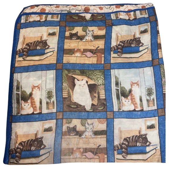 Twin Size 90s Vintage Cat themed quilt - Picture 1 of 3